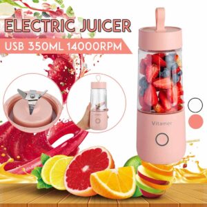 350ml USB Rechargeable Portable Blender – Personal Smoothie & Juice Mixer Cup with 304 Steel Blade
