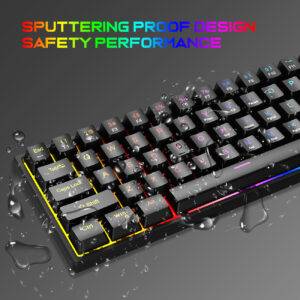 Alternative view of Plug in mechanical keyboard with blue shaft and 61 keys, mini portable wired detachable mechanical keyboard for esports