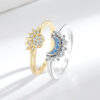 European and American personality simple design sun and moon folding ring female couple ring