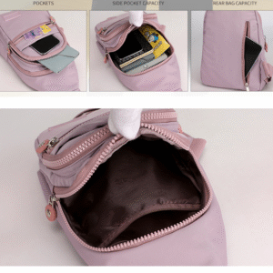 Alternative view of New trendy and fashionable multi-layer chest bag for women, simple and lightweight nylon fabric shoulder bag, Korean version leisure travel crossbody backpack